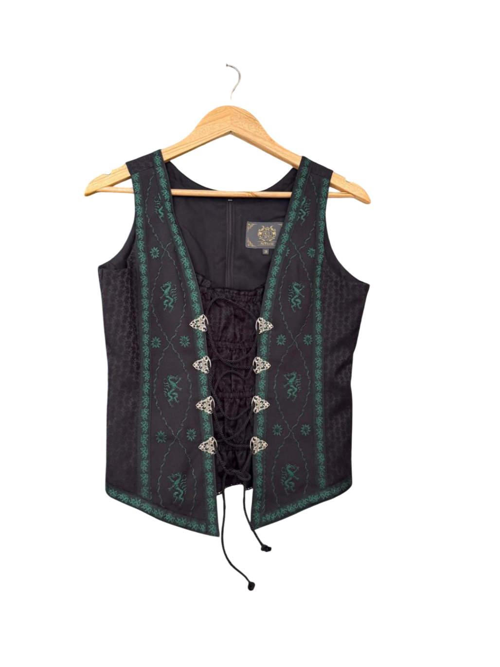 ALPIN Trachtengilet Steiermark M Schwarz mit grünen Mustern
