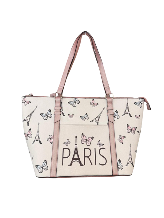 Handtasche Paris ca. 30 x 45cm Weiß, Rosa, Schwarz