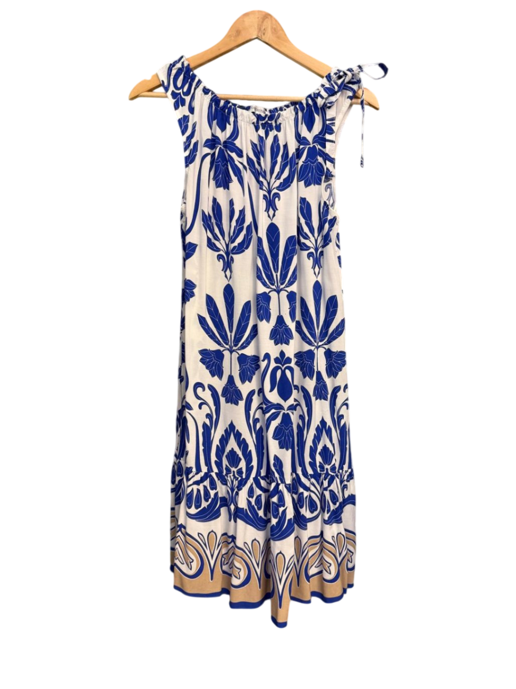 Kleid L-XL Blau, Creme