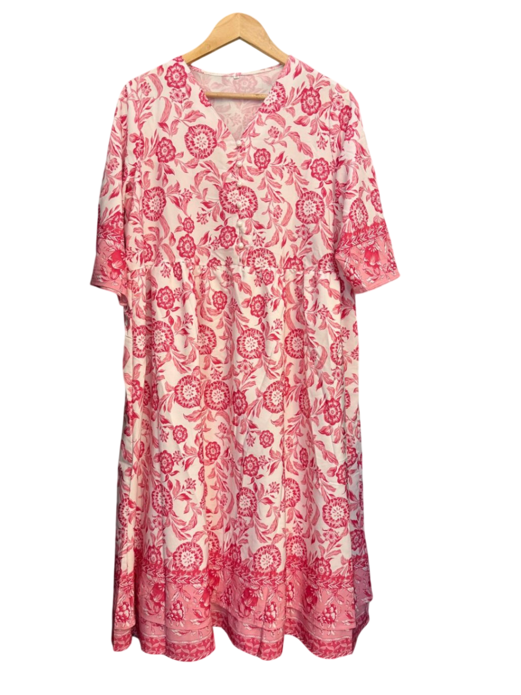 Unbekannt Kleid 2XL Pink und Weiß