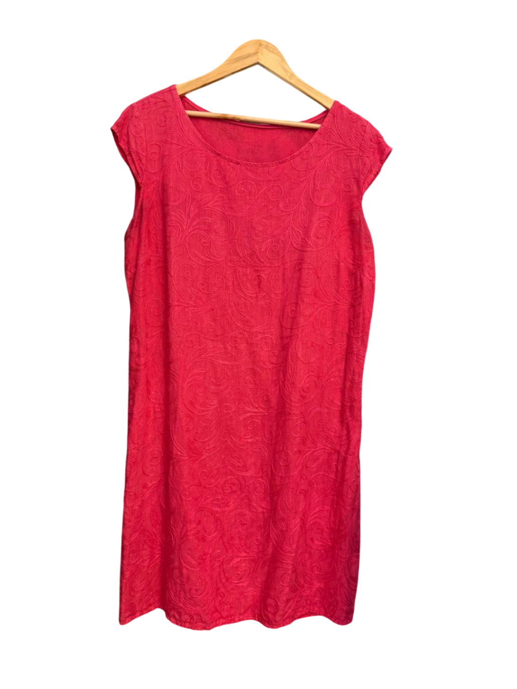 100% Leinen Kleid 2XL-3XL Rot