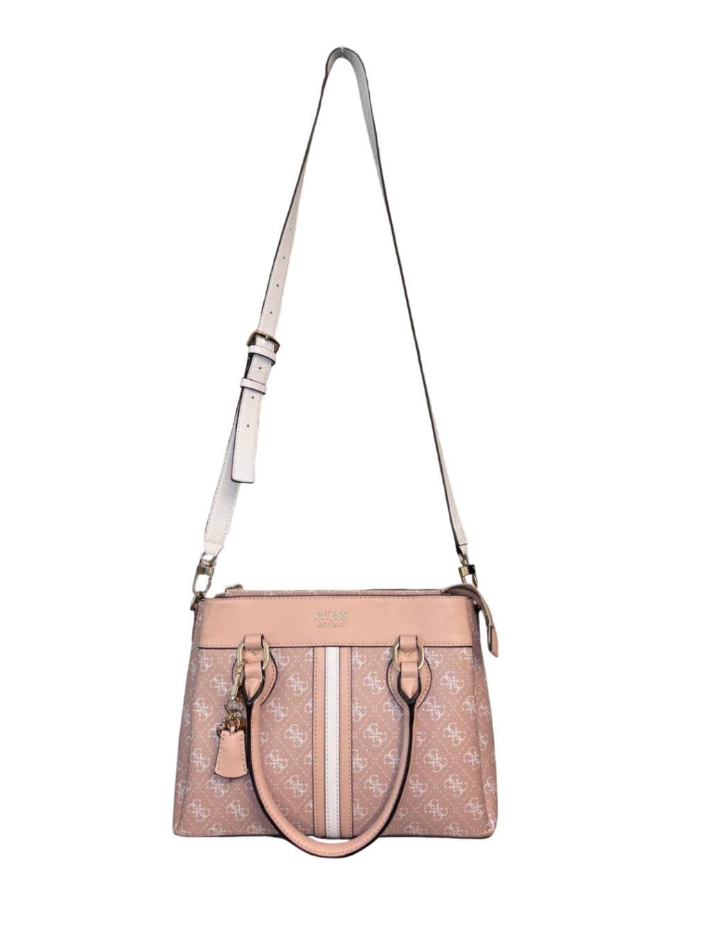 GUESS Handtasche ca. 30 x 24cm Hellrosa und Weiß