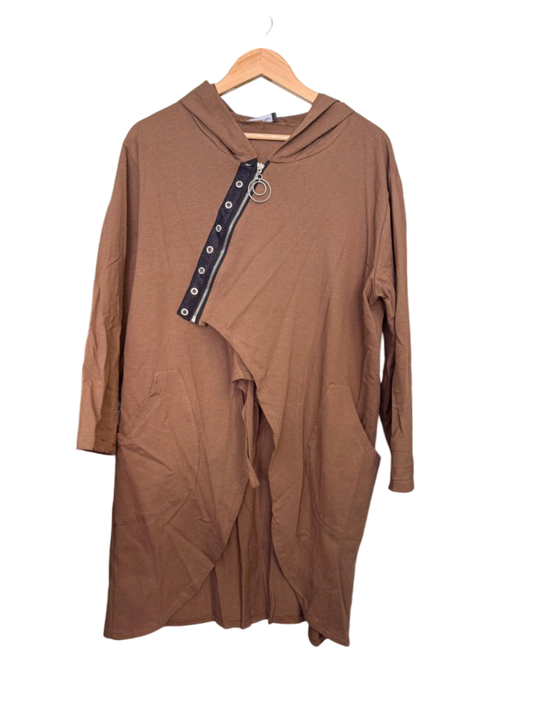 made in Italy Weste mit Zipp XL Hellbraun