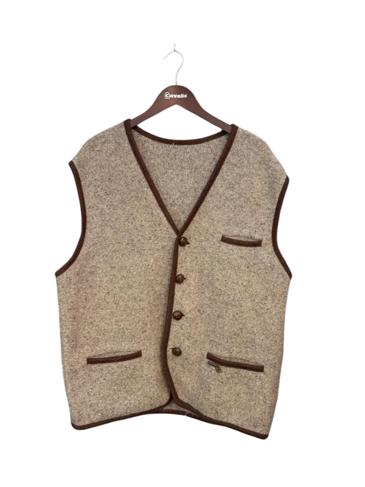 Stapf Trachten-Wollweste XL Beige mit braunen Details
