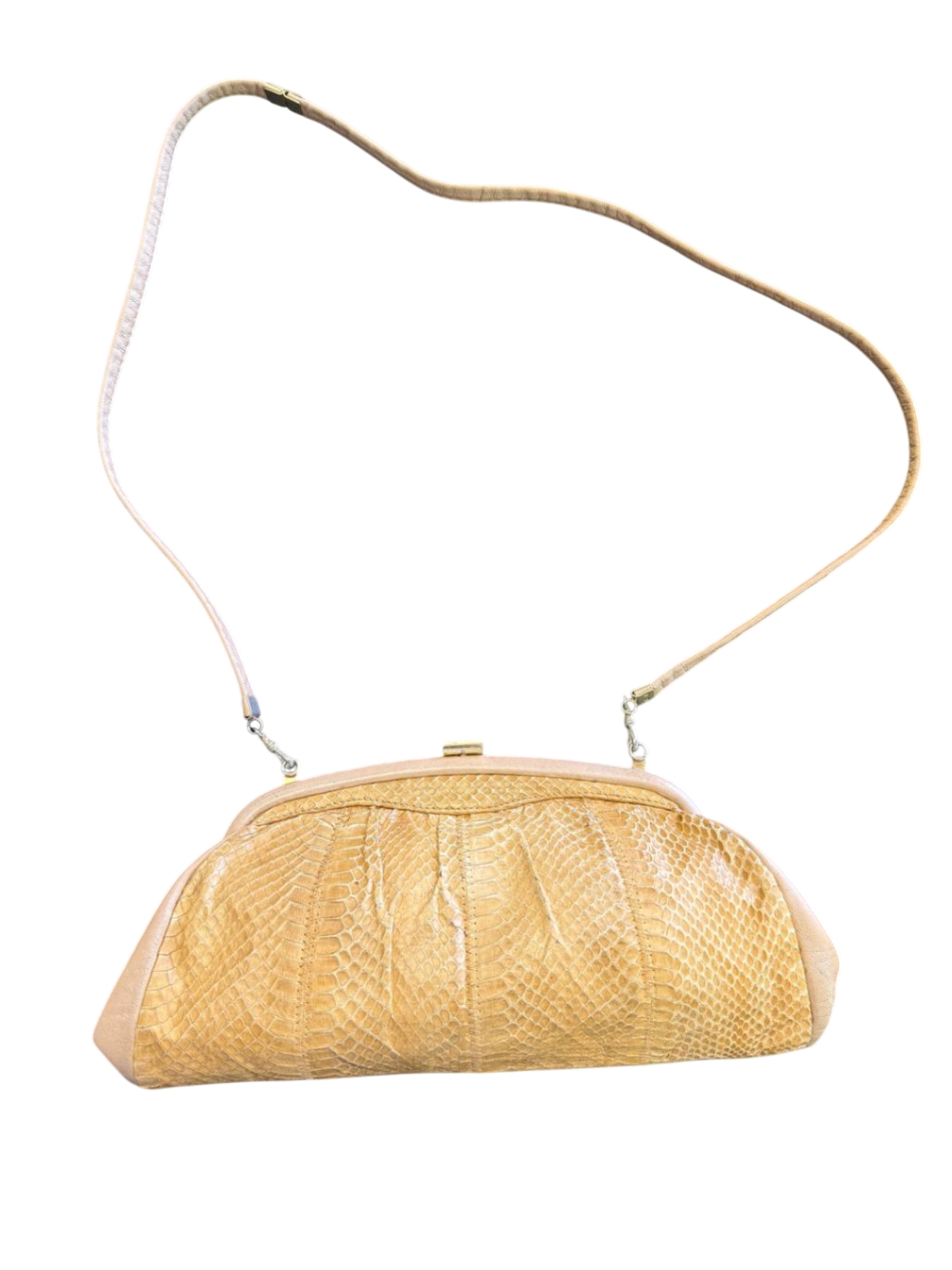 Schlangenleder Handtasche ca. 15cm x 31cm Beige