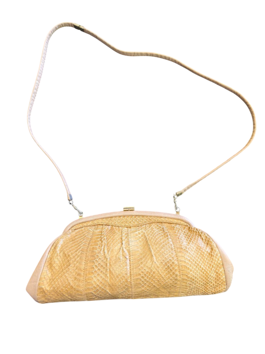 Schlangenleder Handtasche ca. 15cm x 31cm Beige