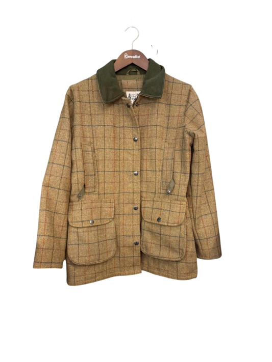 Wood Green Tweed Jacket made in England S-M Beige mit grünem Kragen