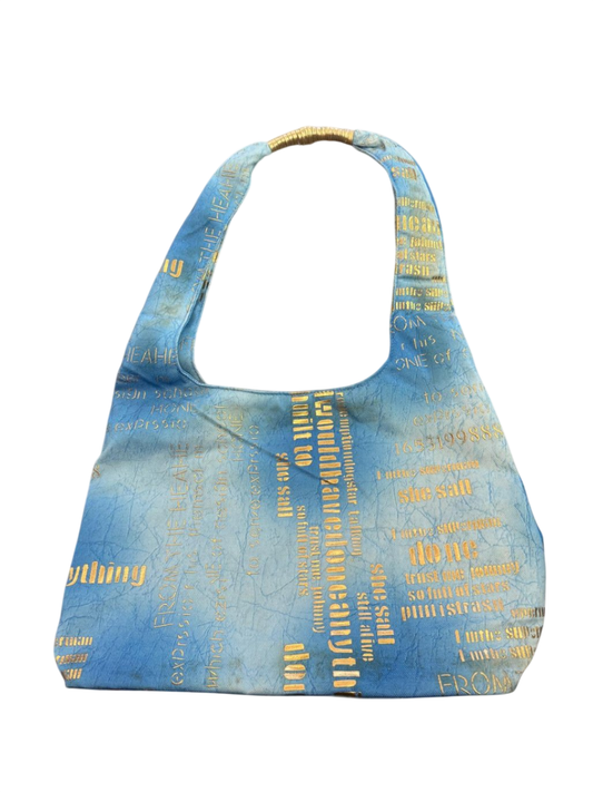 Handtasche ca. 26 x 37cm Blau und Gold