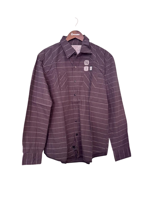 17&Co Hemd L Dunkelviolett mit weißen Linien und Applikationen