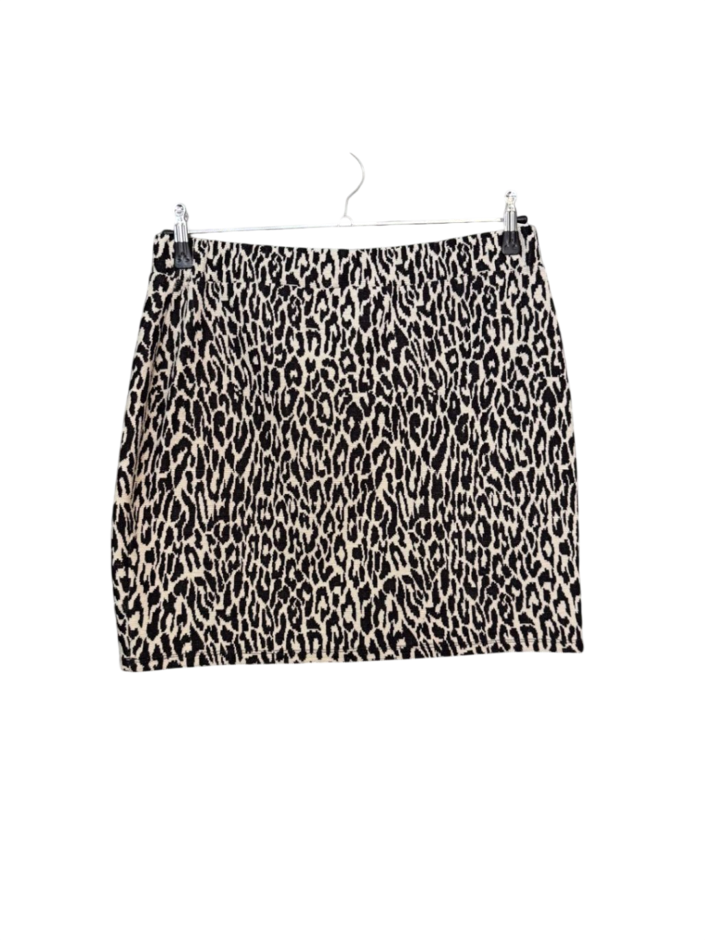 Rock L Beige und Schwarz Leopardmuster