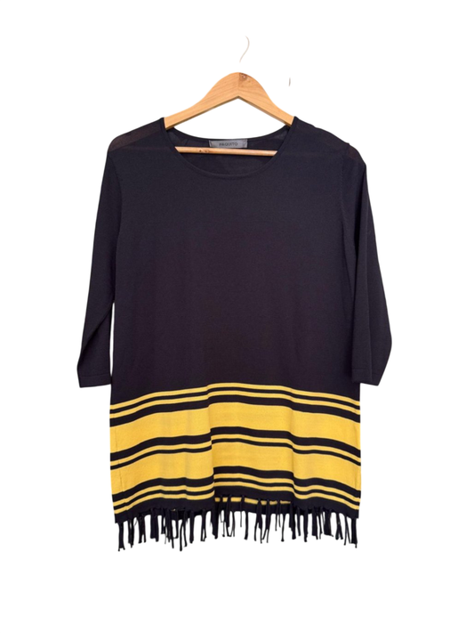 Pullover M Schwarz mit Gelben Streifen