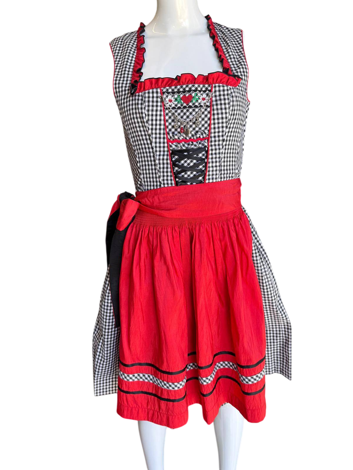 Country Line Dirndl XXS Rot, Schwarz, Weiß