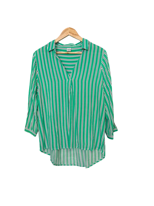Bluse M Grün, Weiß, Schwarz, Blau