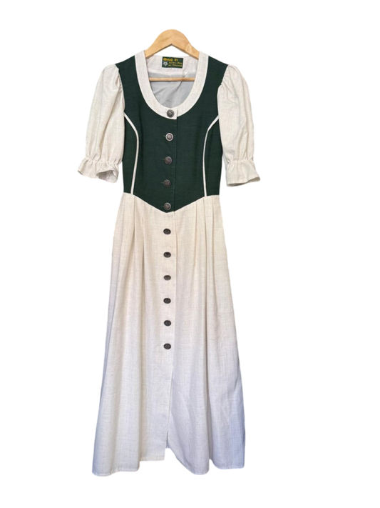 Trachten Mode aus Österreich Trachtenkleid M Beige und Dunkelgrün