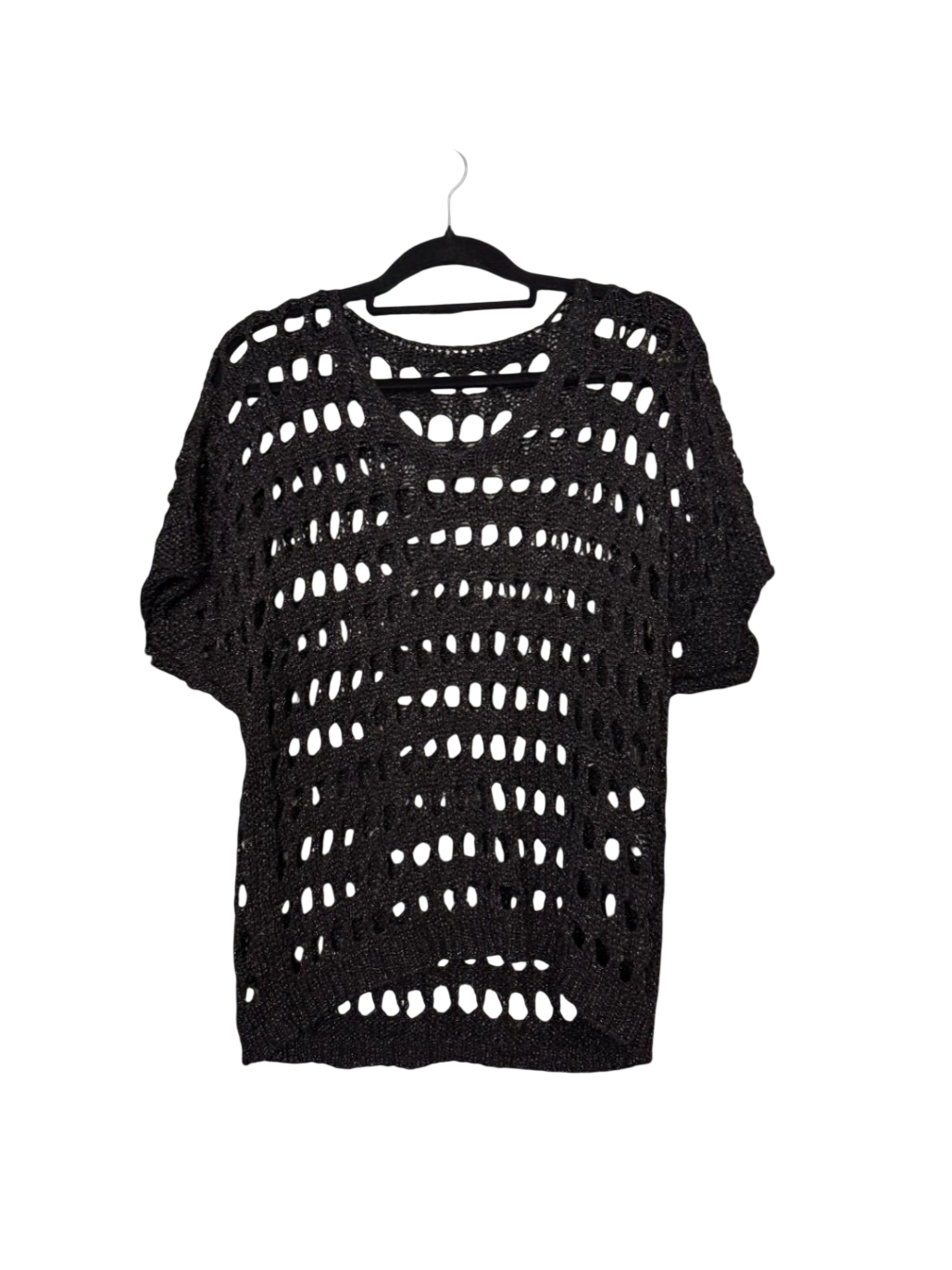 Netz Pullover M Schwarz