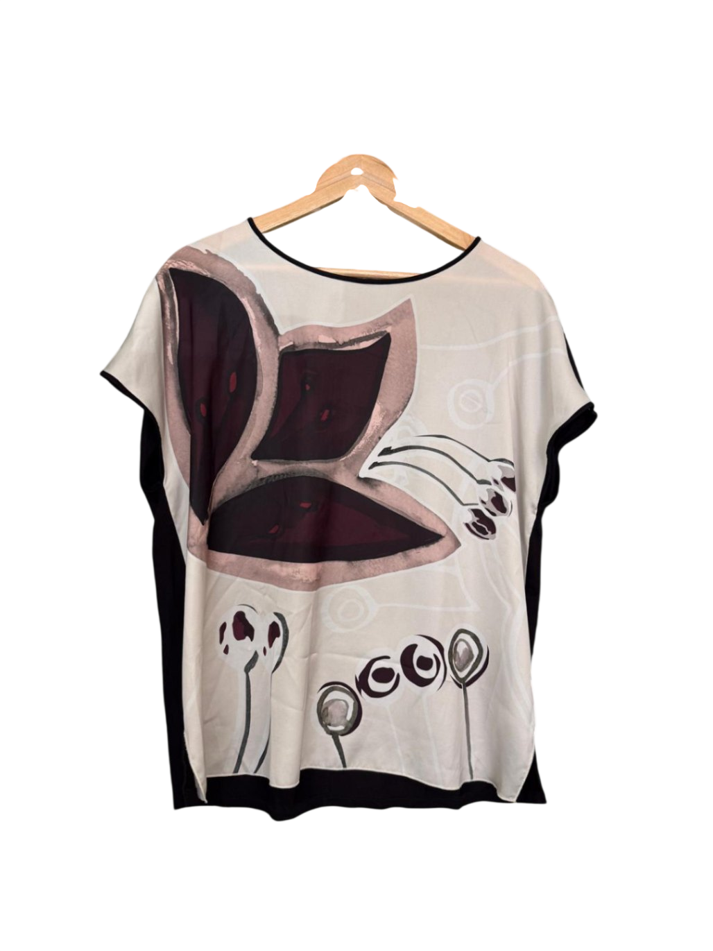 Luisa Cerano Blusentop XL Beige, Schwarz, Dunkelrot