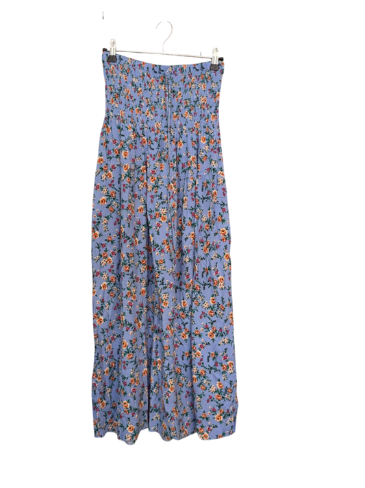 Kleid XS Blau mit Blumenmuster