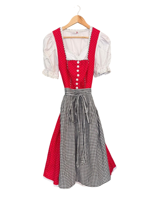 Dirndl mit Bluse XL Rot, Schwarz, Weiß