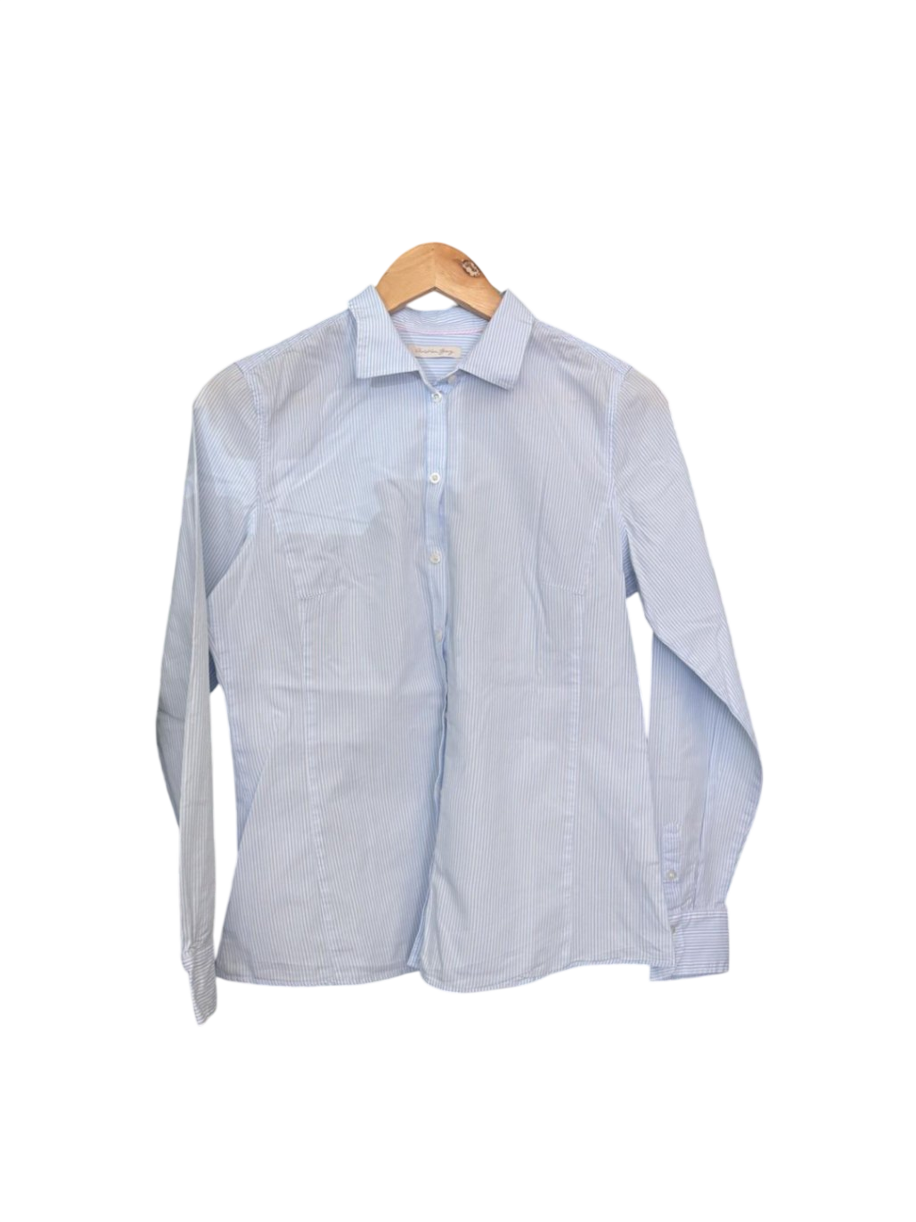 Christian Berg Bluse M Hellblau mit feinen Streifen